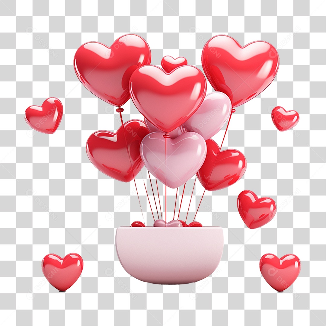 Balões de Coração Dia dos Namorados PNG Transparente