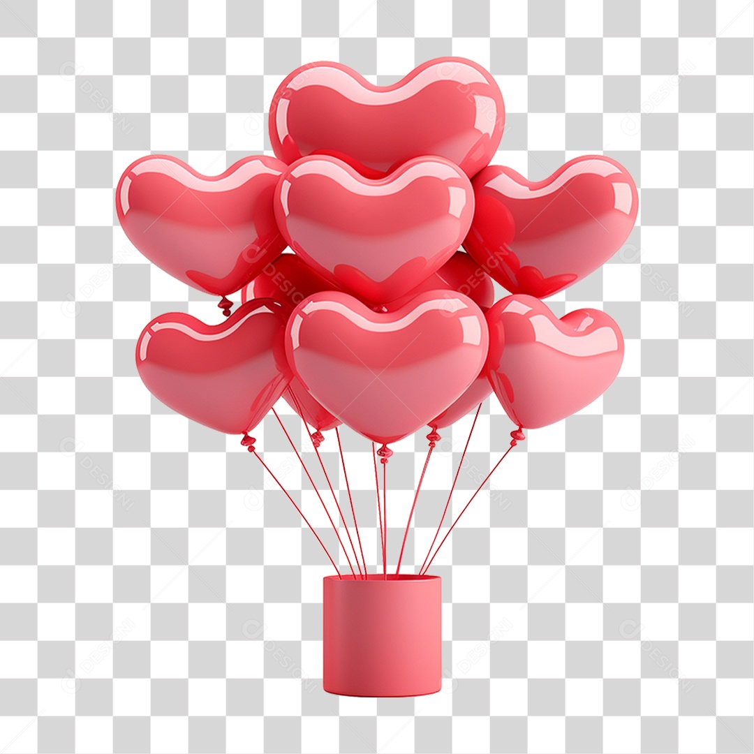 Balões de Coração Dia dos Namorados PNG Transparente