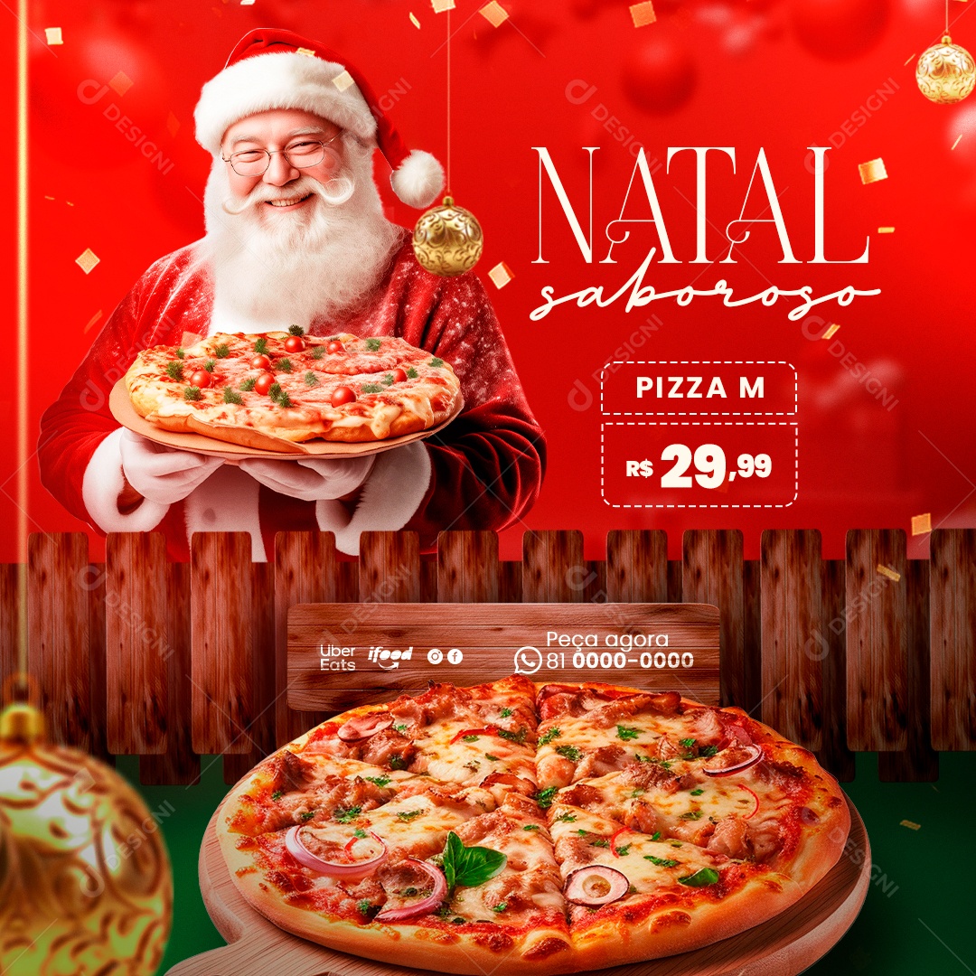 Natal Saboroso Pizzaria Social Media PSD Editável