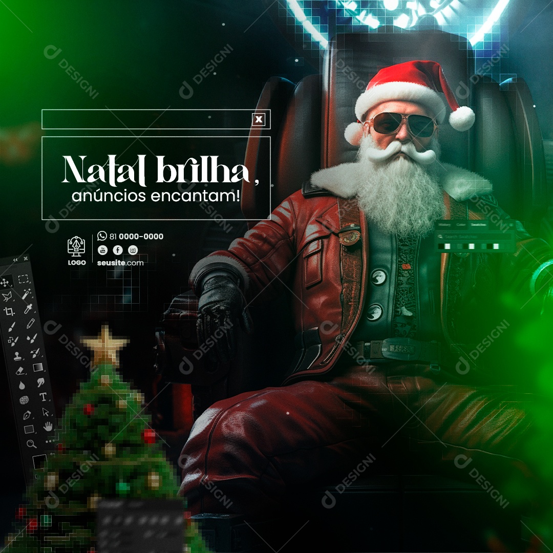 Natal Brilha Anúncios Encantam Social Media PSD Editável