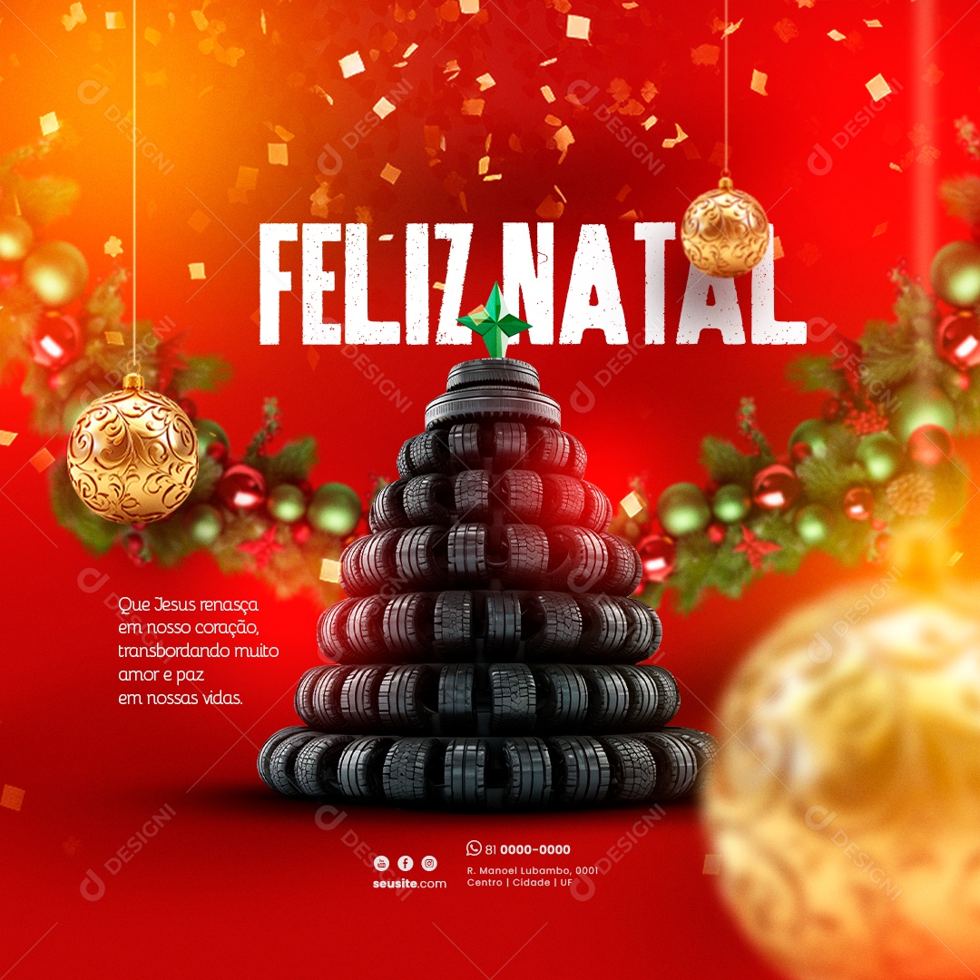 Feliz Natal Que Jesus Renasça Nosso Coração Borracharia Social Media PSD Editável