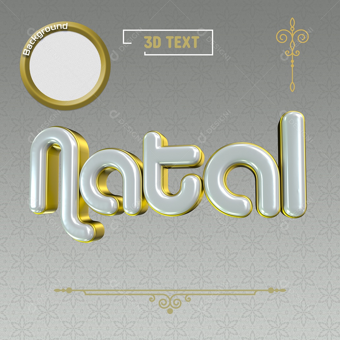 Texto 3D Branco e Dourado Natal Para Composição PSD