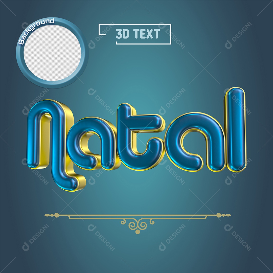 Texto 3D Azul Natal Para Composição PSD