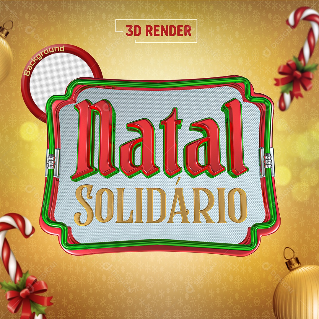 Selo 3D Natal Solidário Para Composição PSD