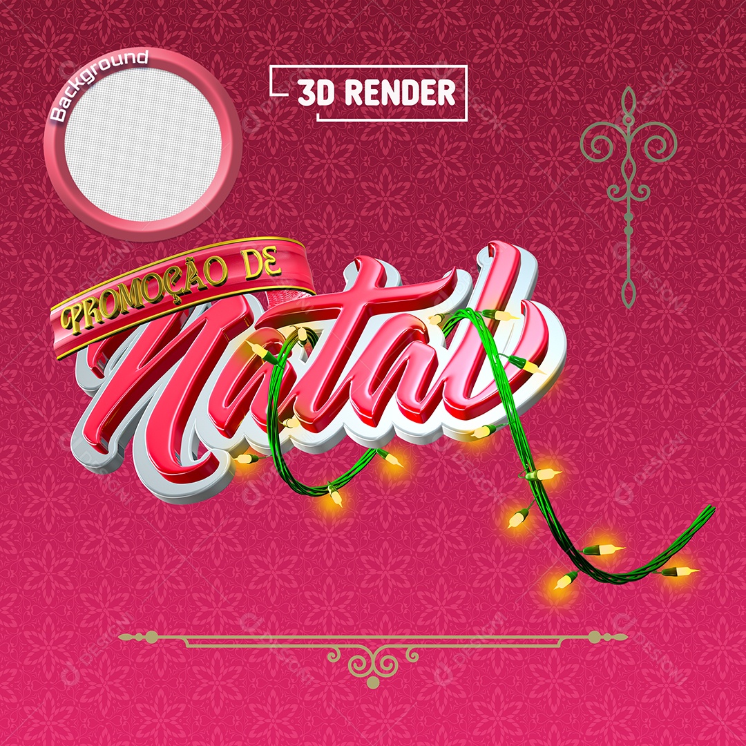 Selo 3D Rosa Promoção De Natal Para Composição PSD