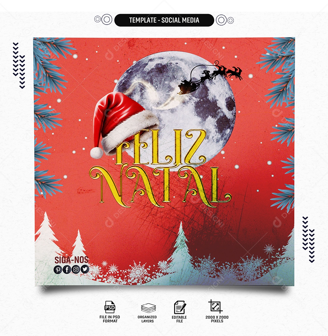 Feed Feliz Natal Social Media PSD Editável