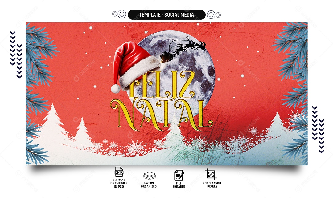 Social Media Banner Feliz Natal PSD Editável