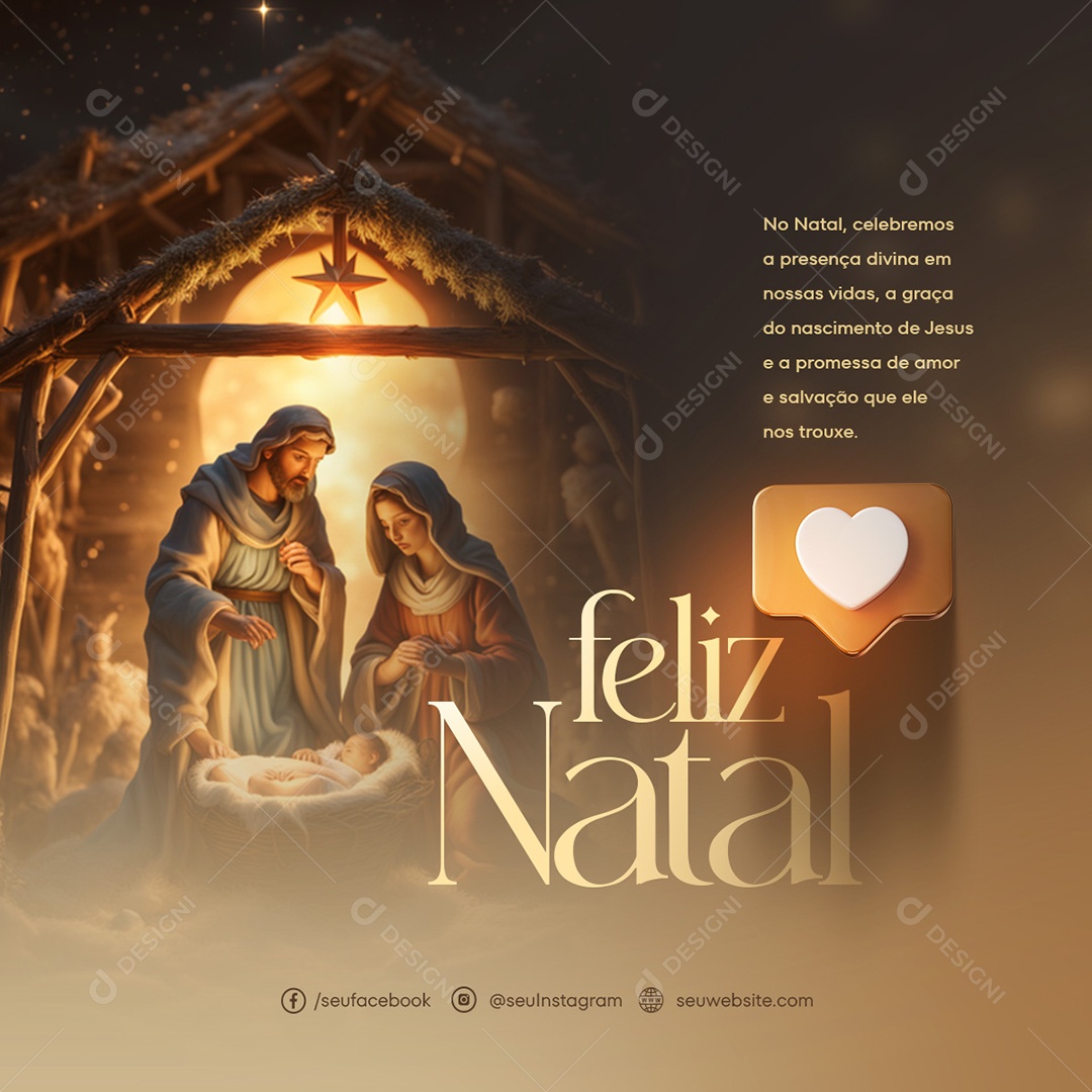 Feliz Natal Promessa De Amor e Salvação Social Media PSD Editável