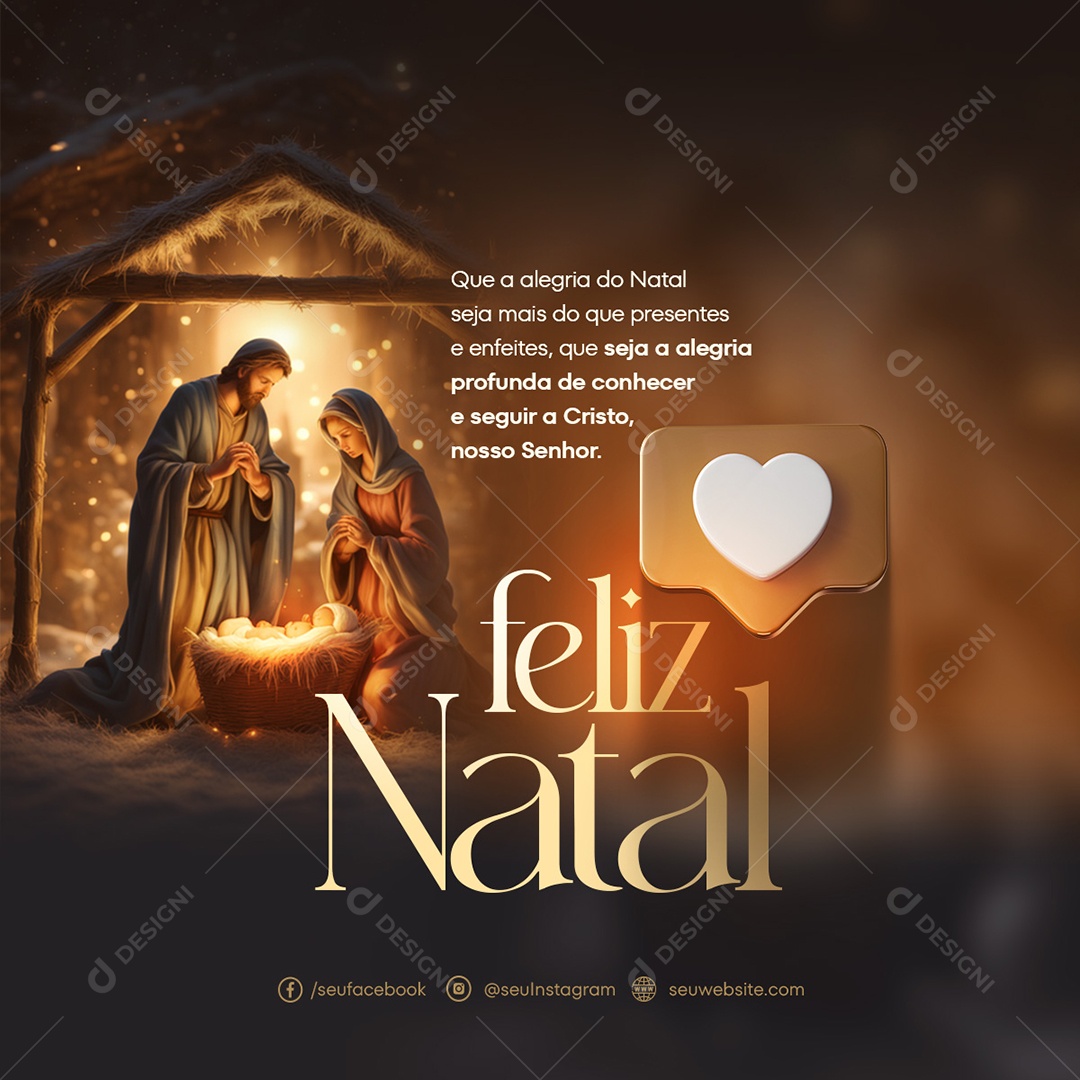 Social Media Seguir a Cristo Nosso Senhor Feliz Natal PSD Editável