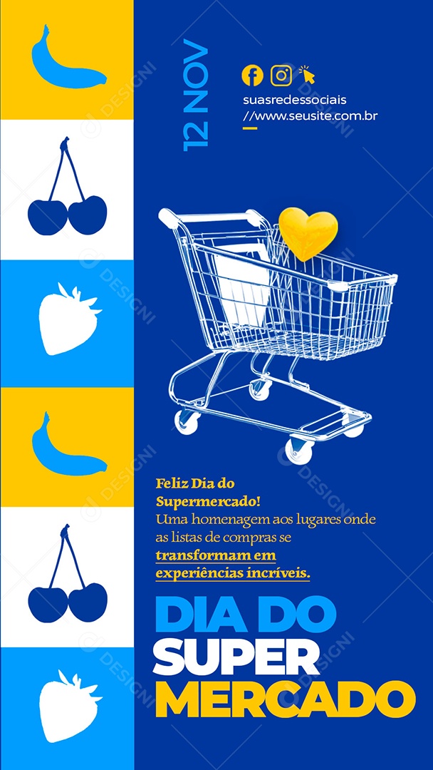 Story Dia do Supermercado 12 de Novembro uma Homenagem aos Lugares onde as Listas de Compras Social Media PSD Editável