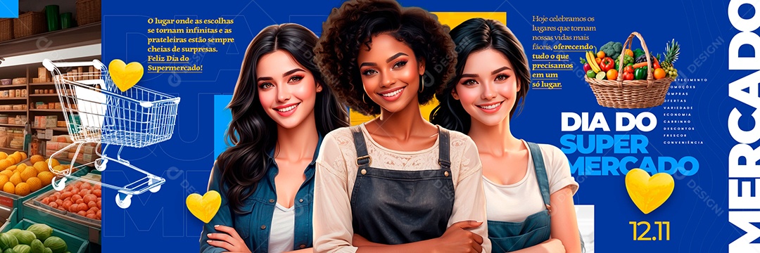 Carrossel Dia Do Supermercado 12 De Novembro o Lugar Onde as Escolhas se Tornam Infinitas Social Media PSD Editável