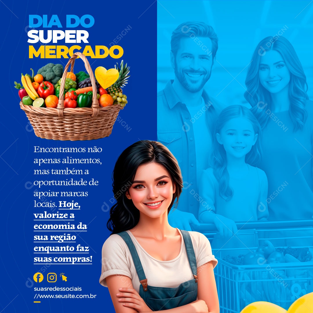 Dia Do Supermercado 12 De Novembro Hoje Valorize a Economia da sua Região Social Media PSD Editável
