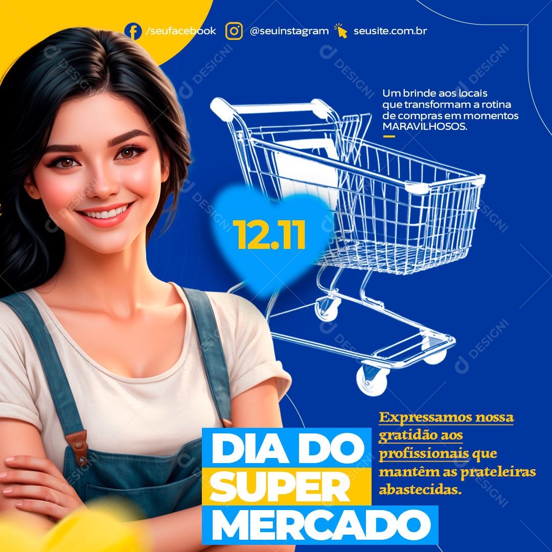 Dia Do Supermercado 12 De Novembro Expressamos nossa Gratidão aos Profissionais Social Media PSD Editável