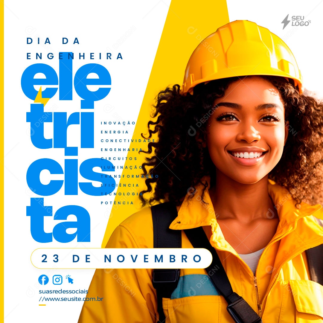 Dia do Engenheira Eletricista Inovação Energia Conectividade Engenharia Social Media PSD Editável