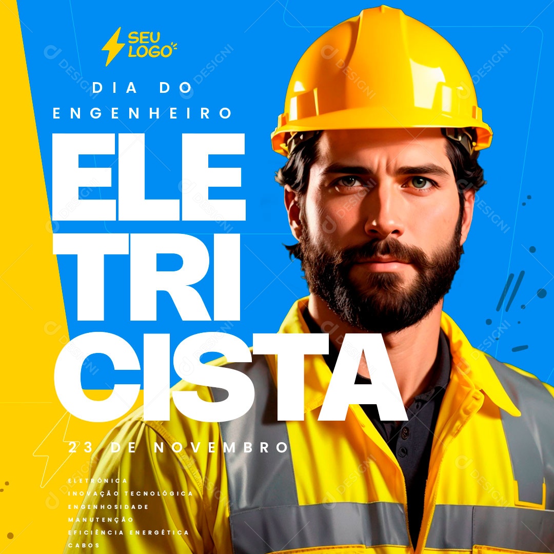 Dia do Engenheiro Eletricista 23 de Novembro Eletrônica Inovação Tecnologia Social Media PSD Editável