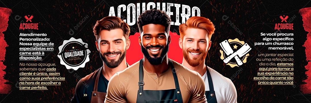 Carrossel Açougueiro no nosso Açougue Sabemos que cada Cliente é Único Social Media PSD Editável