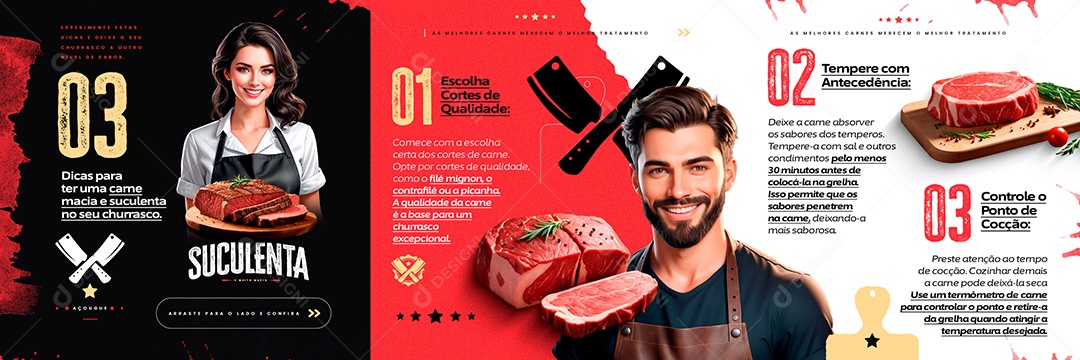 Carrossel Açougue As Melhores Carnes Merecem o Mesmo Tratamento Social Media PSD Editável
