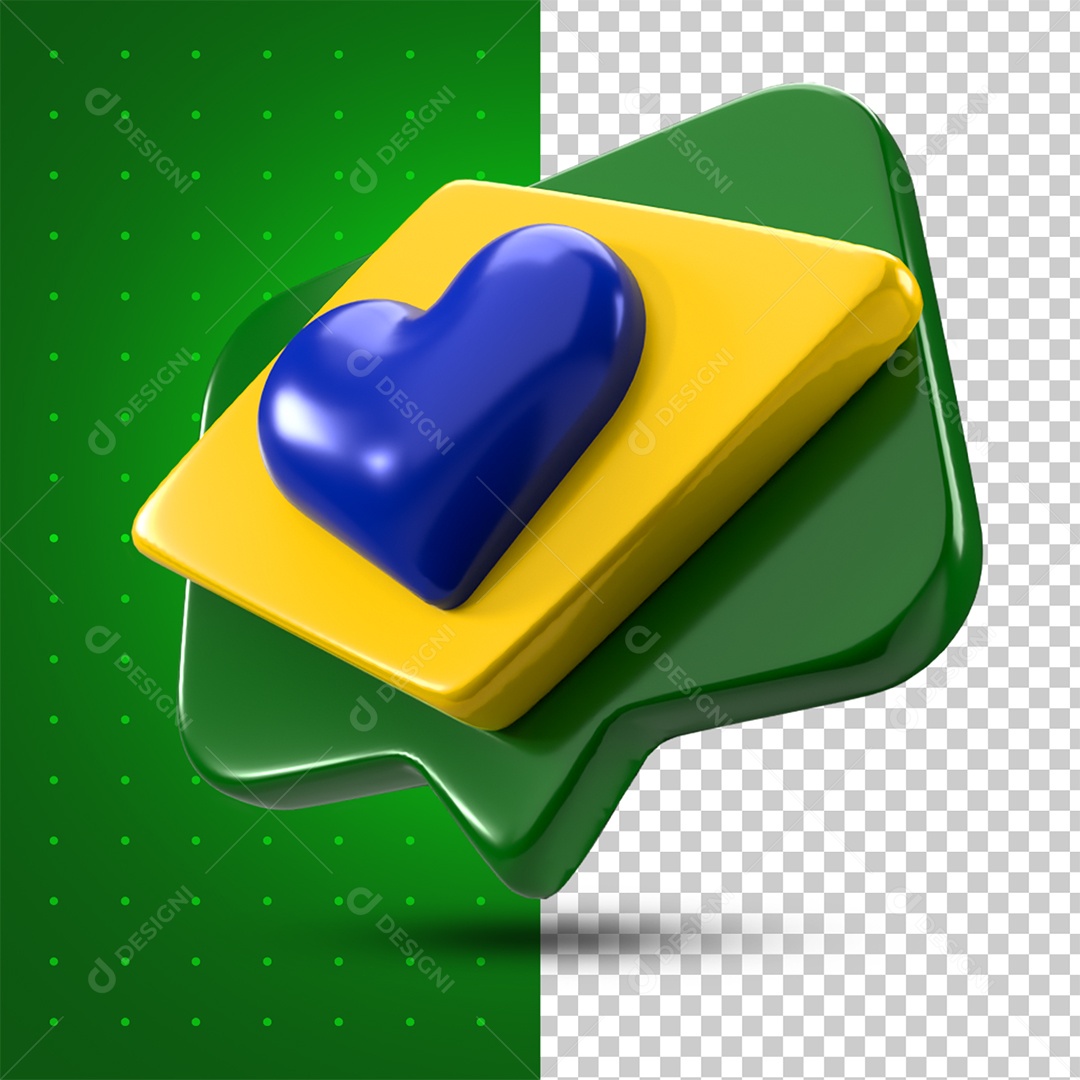 Elemento 3D Like da Bandeira Do Brasil Para Composição PSD