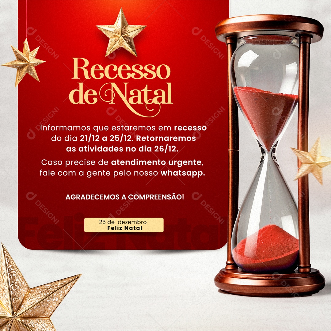 Recesso de Natal Agradecemos a Compreensão Social Media PSD Editável