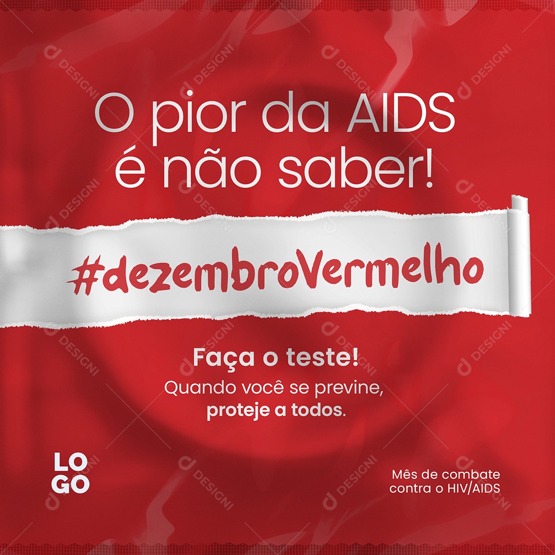 Feed O Pior Da AIDS é Não Saber Dezembro Vermelho Social Media PSD Editável