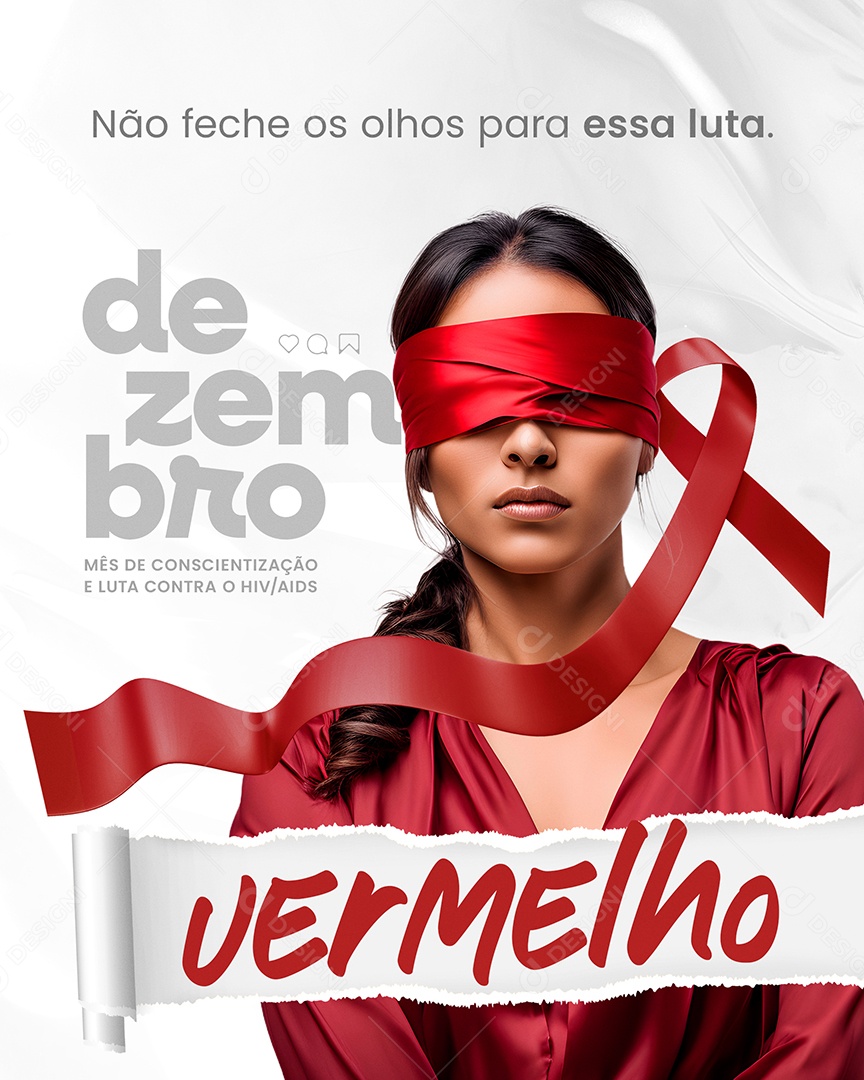 Story Não Feche Os Olhos Para Essa Luta Dezembro Vermelho Social Media PSD Editável