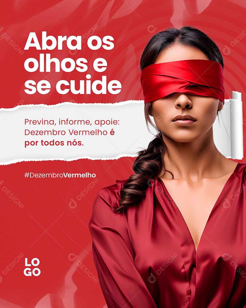 Social Media Story Abra Os Olhos e Se Cuide Dezembro Vermelho PSD Editável
