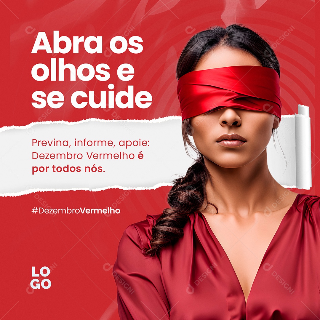 Social Media Feed Abra Os Olhos e Se Cuide Dezembro Vermelho PSD Editável