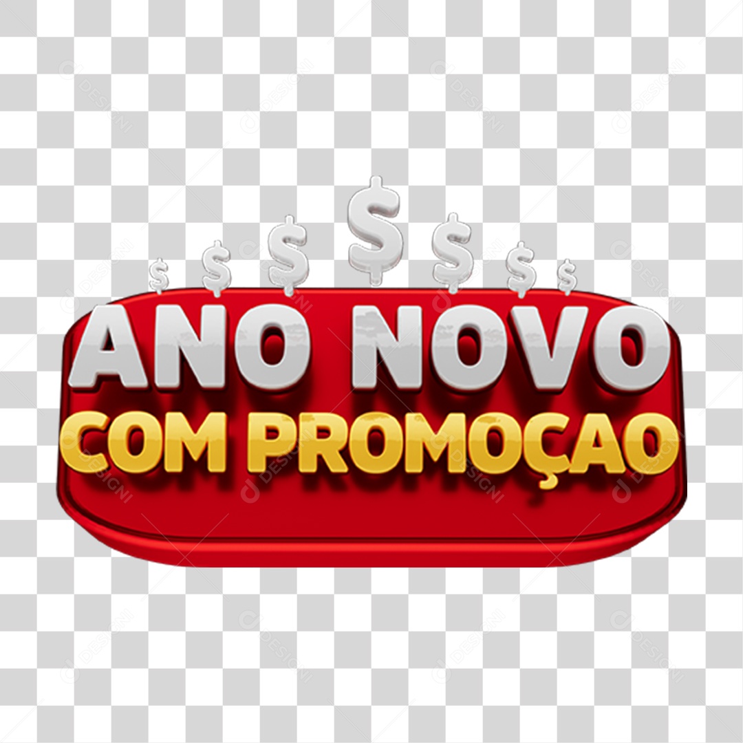 Selo 3D Ano Novo com Promoção PNG Transparente