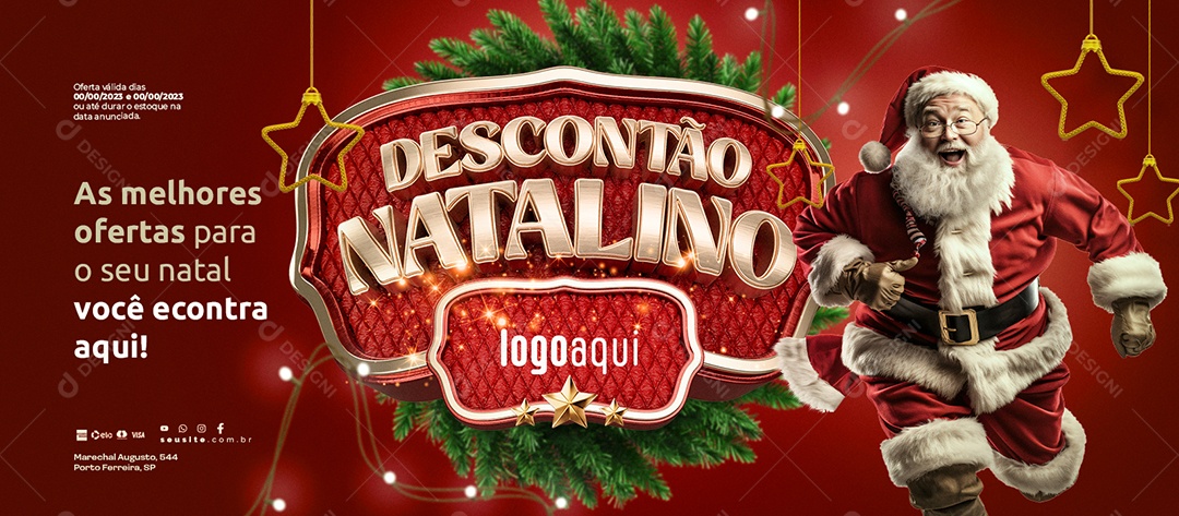 Social Media Banner Descontão Natalino Supermercado As Melhores Ofertas para o seu Natal Você Encontra Aqui PSD Editável