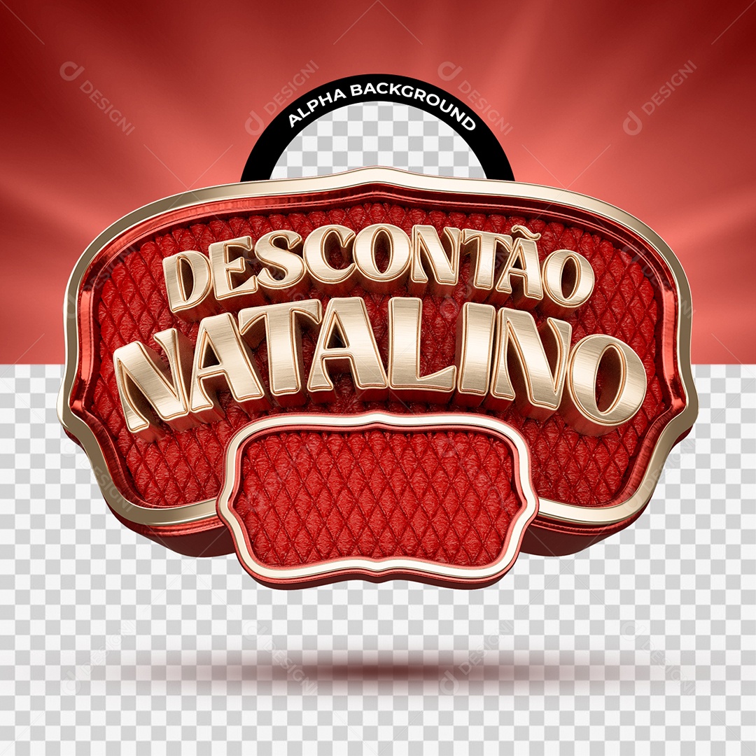 Descontão Natalino Selo 3D Vermelho e Cinza para Composição PSD