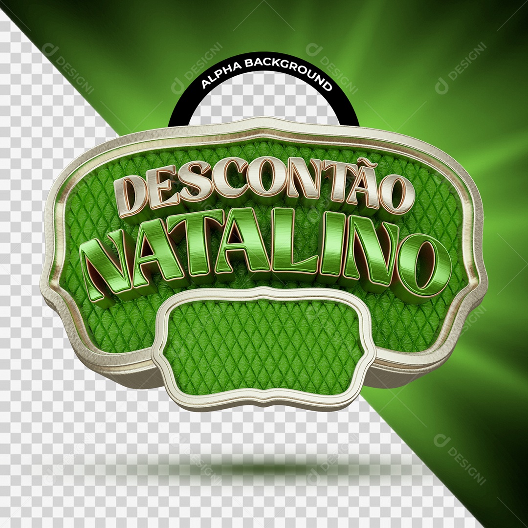 Descontão Natalino Selo 3D Verde e Cinza para Composição PSD
