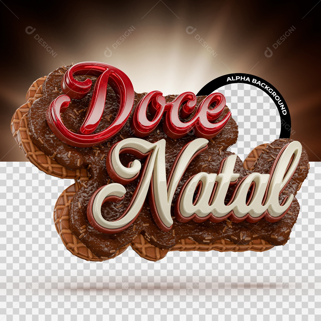 Doce Natal Selo 3D Vermelho e Branco para Composição PSD