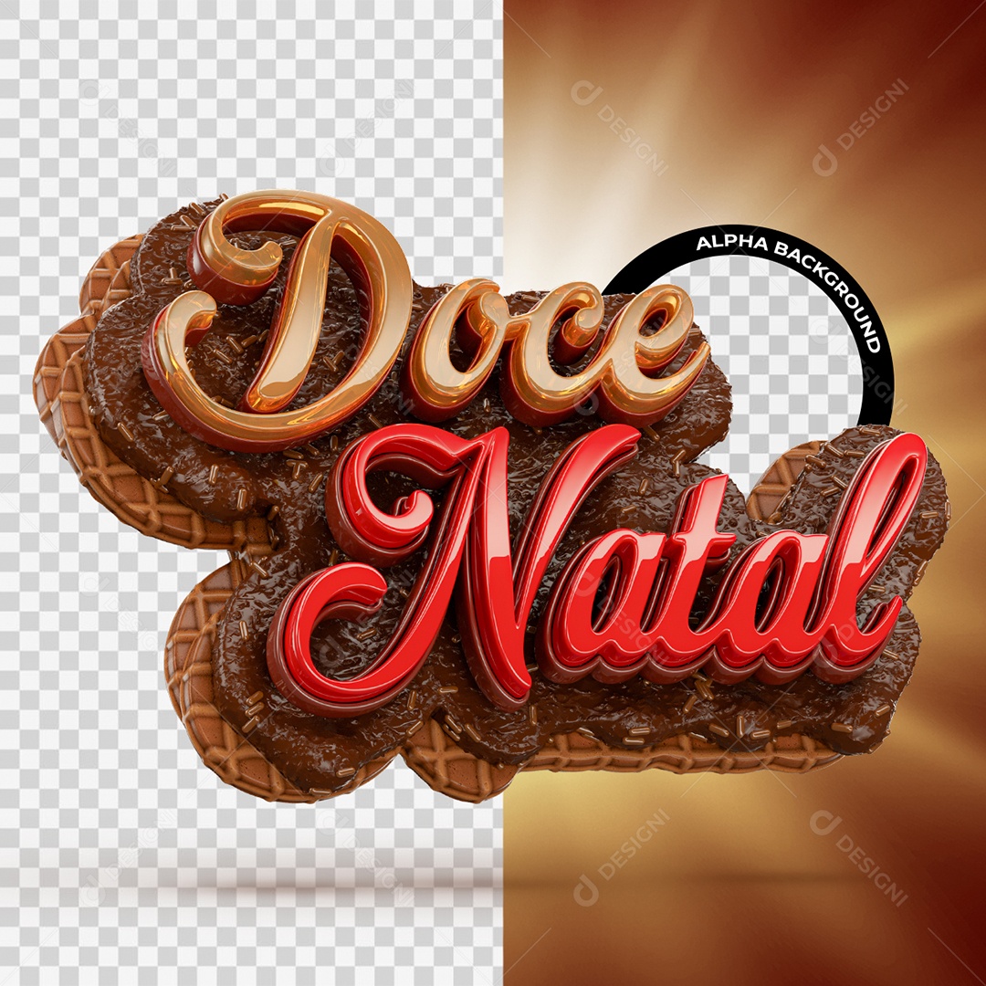 Doce Natal Selo 3D Laranja e Vermelho para Composição PSD