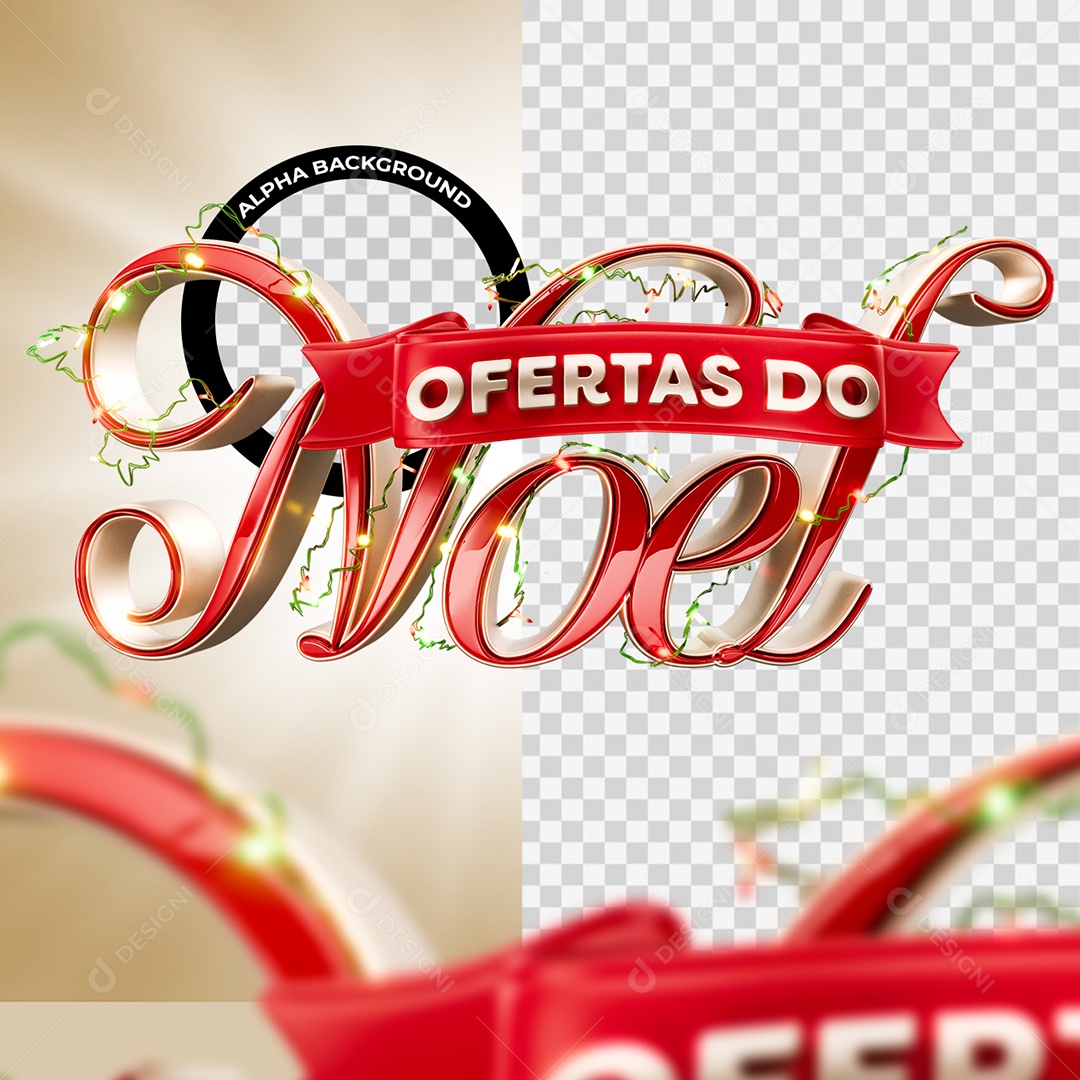 Ofertas Do Noel Selo 3D Vermelho e Dourado para Composição PSD