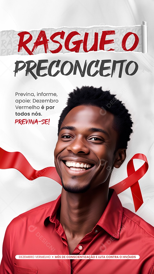 Story Rasgue o Preconceito Dezembro Vermelho Social Media PSD Editável