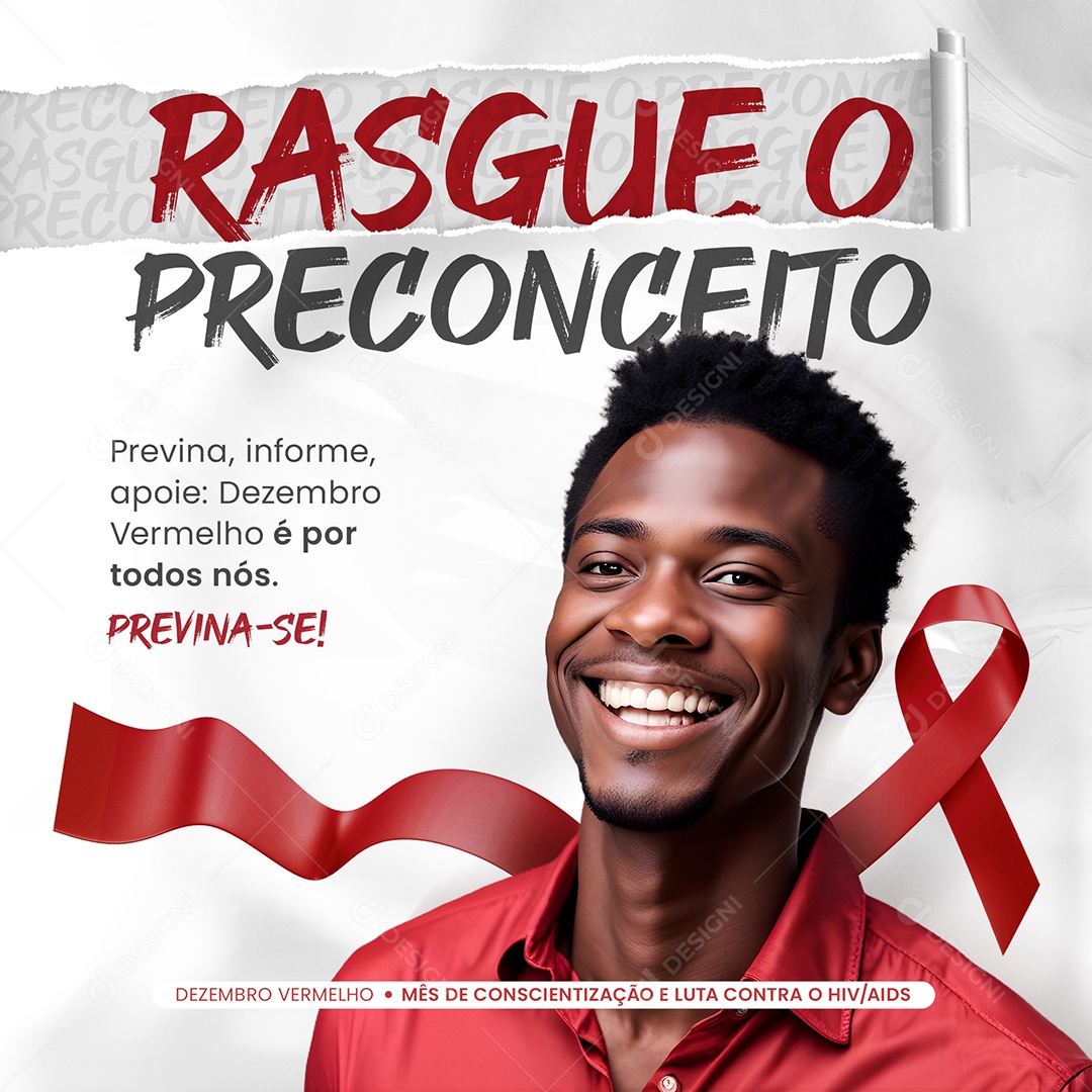 Feed Rasgue o Preconceito Dezembro Vermelho Social Media PSD Editável