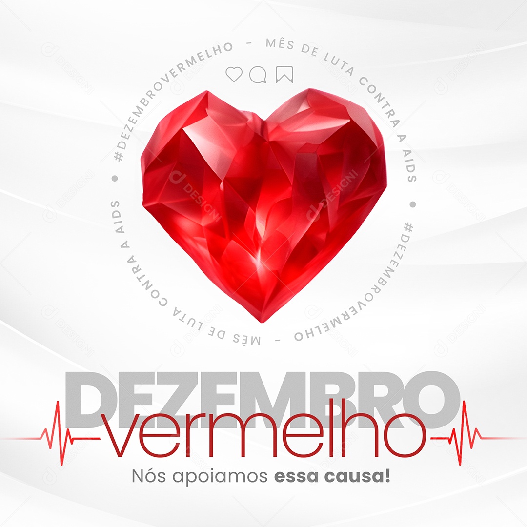 Social Media Feed Dezembro Vermelho Mês De Luta Contra a AIDS PSD Editável