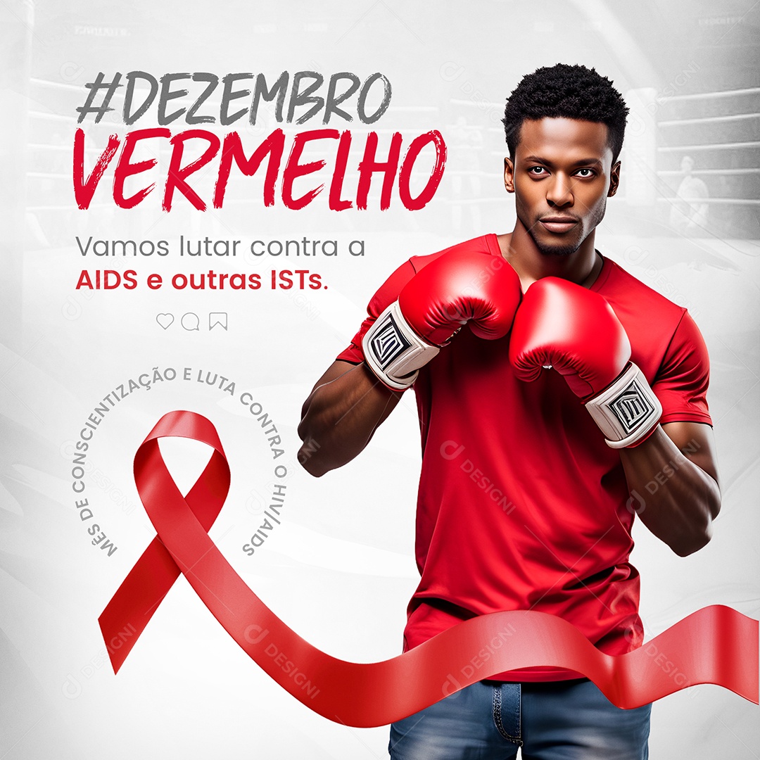 Feed Dezembro Vermelho AIDS e Outras ISTs Social Media PSD Editável