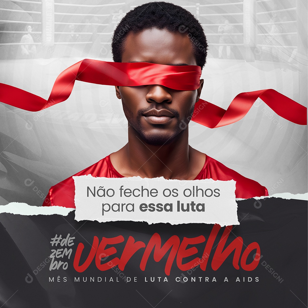 Social Media Feed Não Feche Os Olhos Dezembro Vermelho PSD Editável