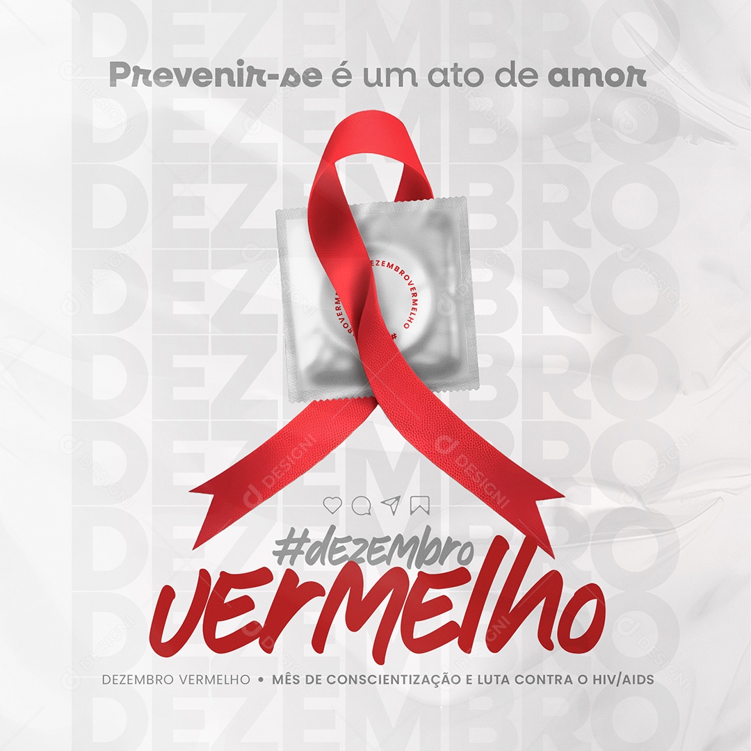 Feed Dezembro Vermelho Previnir-se Social Media PSD Editável