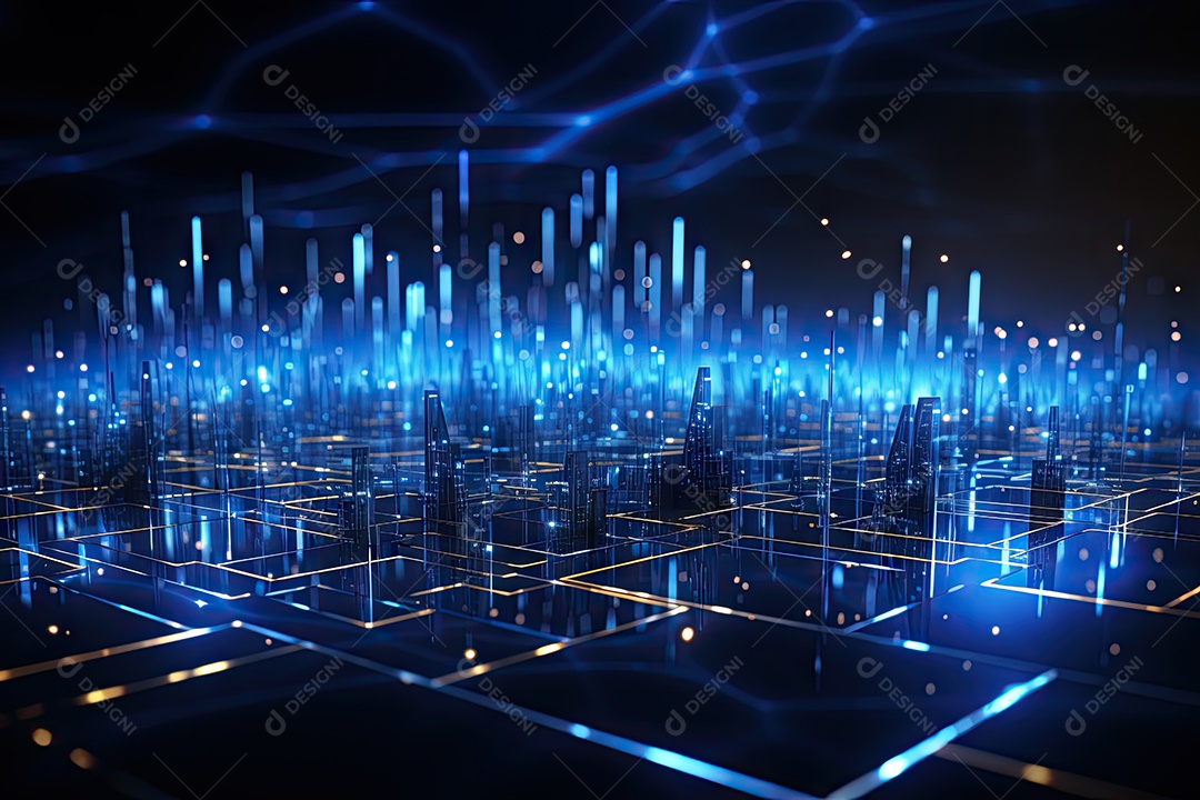 Ilustração científica futurista de fundo hexagonal azul componentes HUD conceito de tecnologia gerado por IA