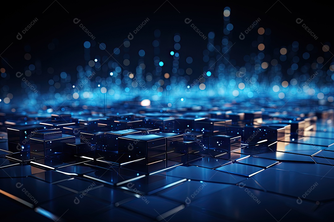 Ilustração científica futurista de fundo hexagonal azul componentes HUD conceito de tecnologia gerado por IA