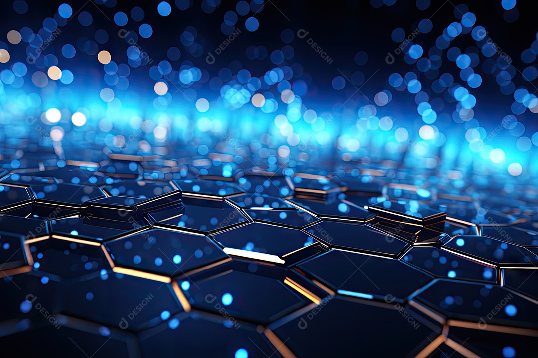 Ilustração científica futurista de fundo hexagonal azul componentes HUD conceito de tecnologia gerado por IA
