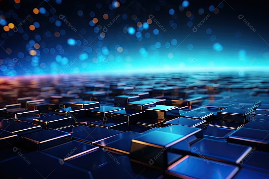 Ilustração científica futurista de fundo hexagonal azul componentes HUD conceito de tecnologia gerado por IA