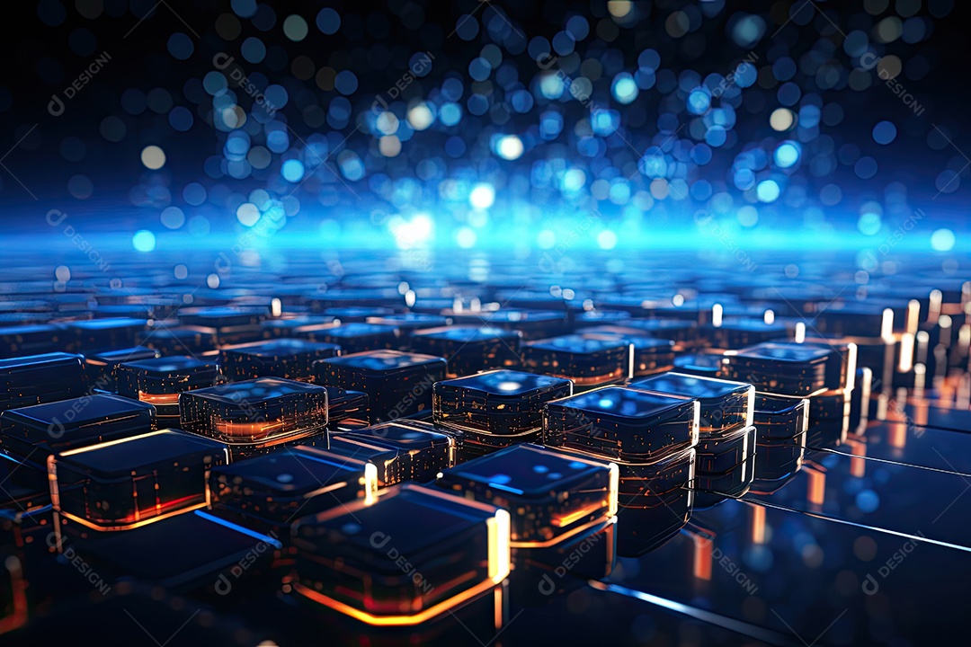 Ilustração científica futurista de fundo hexagonal azul componentes HUD conceito de tecnologia gerado por IA