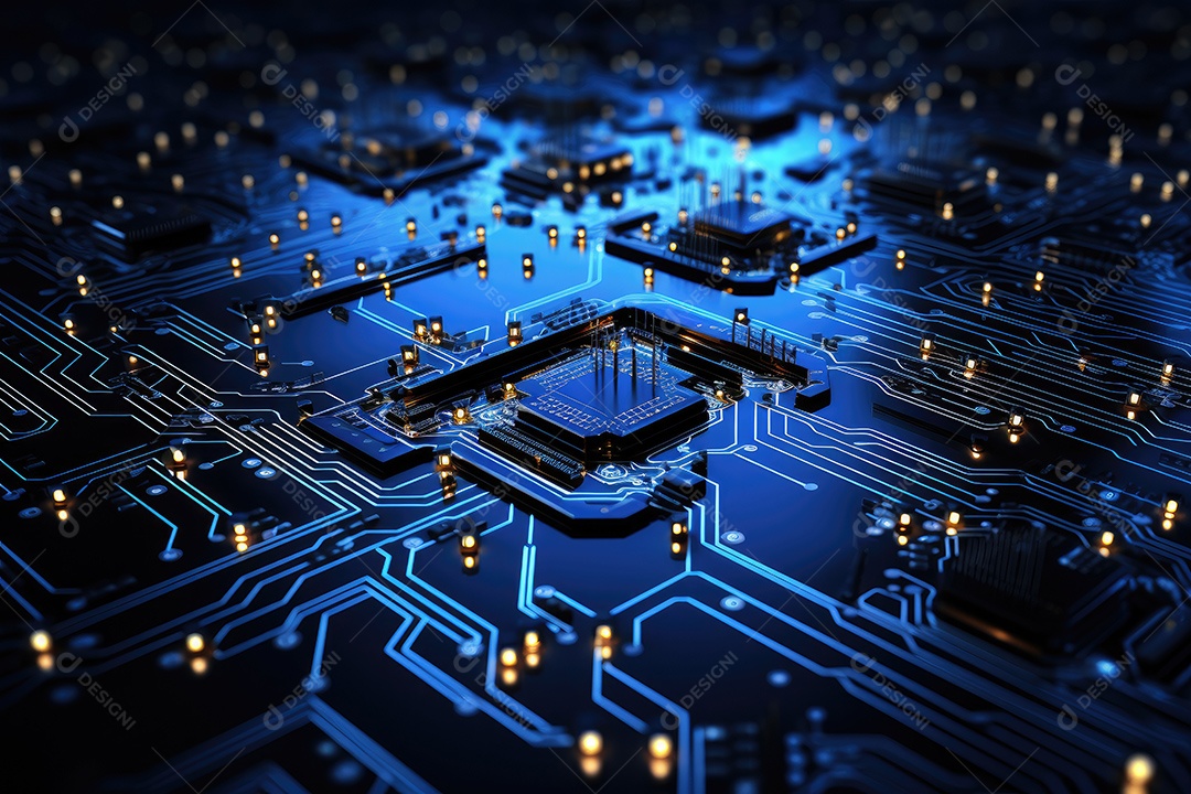 Imagem de tecnologia de computador com fundo de placa de circuito ideal para vários tópicos relacionados a computadores gerada por IA