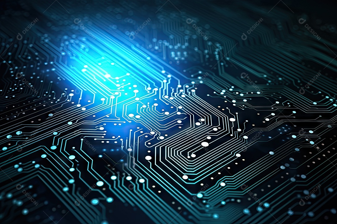 Imagem de tecnologia de computador com fundo de placa de circuito ideal para vários tópicos relacionados a computadores gerada por IA