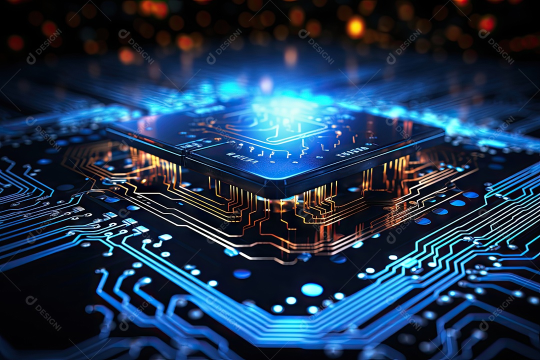 Imagem de tecnologia de computador com fundo de placa de circuito ideal para vários tópicos relacionados a computadores gerada por IA