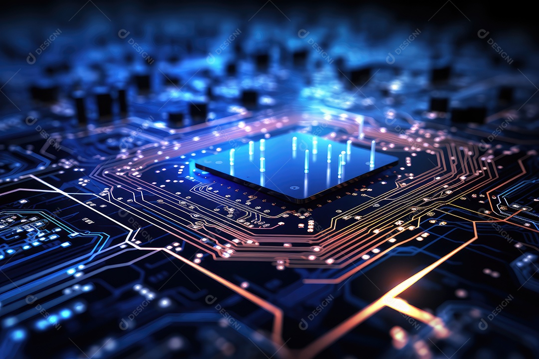 Imagem de tecnologia de computador com fundo de placa de circuito ideal para vários tópicos relacionados a computadores gerada por IA