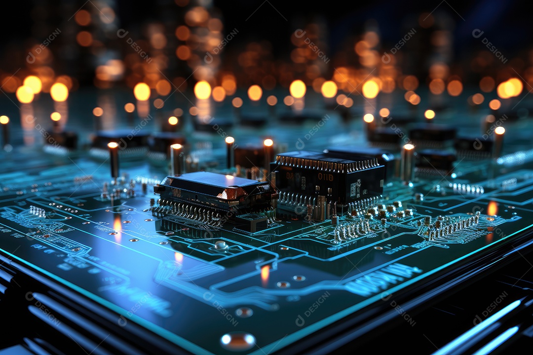 Imagem de tecnologia de computador com fundo de placa de circuito ideal para vários tópicos relacionados a computadores gerada por IA